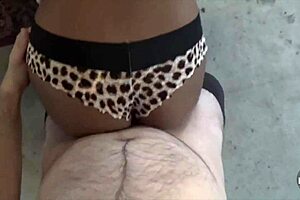 Amateur gets POV panty creampie in doggystyle position