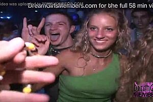 sexy spring breakers grind and flash on wild dance floor