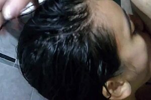 In the hotel, my Colombian ex-girlfriend gives a deep blowjob, swallowing all.