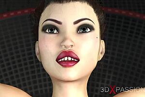 Busty girl cuffed in sci-fi anal machine