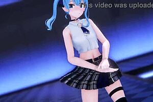 Anime babe Suisei strips and gets clothes ripped in this hot scene by Kiido