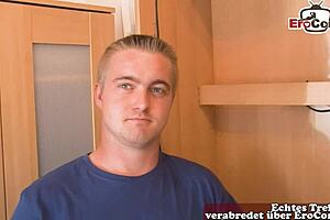 Real amateur German teen couple casting with stranger user