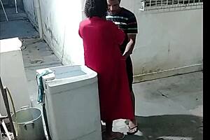 Neighbor catches me naked sweeping and forces me to suck his cock.