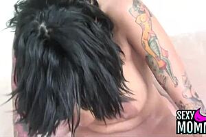 The milf with huge tits gets pounded by a monster cock.