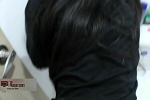 Horny stepmother in underwear leads to bathroom fuck