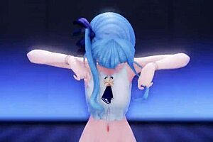 Beautiful anime strip tease with MMD r-18 Suisei