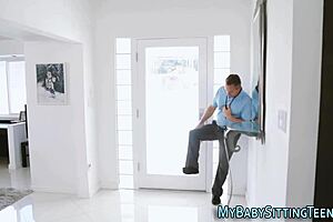 Babysitter gets oral sex.