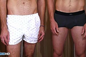 Handsome muscled guys with big dick in a shower