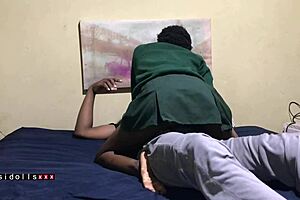 Ebony babe takes huge cock late at night