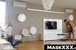 Masked guys are eager to plow that juicy pussy hard and deep in doggystyle with monster cocks.