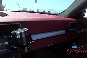 Summer Vixen rubs her pussy and fingers herself on naughty car ride