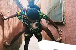 Hide and seek turns into outdoor kissing with neighbor's daughter