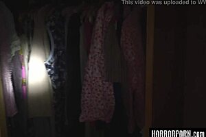 this horror porn features a demon gripping the brunette for a hardcore blowjob