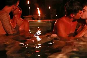 late night hot tub fuckfest with finn august, ethan adams, colby chambers, and mickey knox barebacking rough and wild!