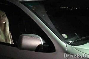 Look At This Gorgeous Blonde Girl Getting Banged In A Public Gangbang Orgy In The Car