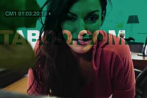 Becky bandini gets caught in the office, her big tits bouncing while hidden on tape.