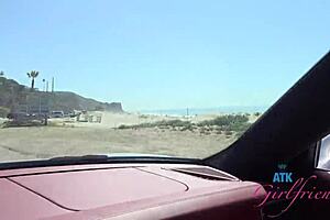 Summer Vixen rubs her pussy and fingers herself on naughty car ride