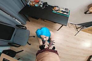 In the narrative, crazy jinx cosplays and fucks intensely on the desk with blowjob.