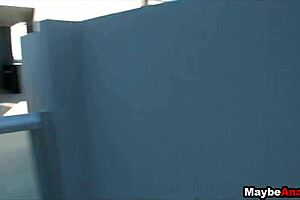 Amateur brunette Evelyn Lacie has her first anal adventure?