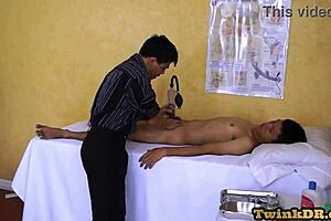 asian twink seduced by nympho stud doctor in medical room. anal blowjob outdoors. 😏