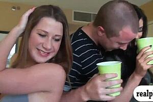 did you see two big tits ladies having amazing group sex at the party?