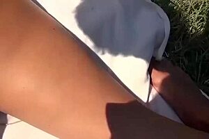 Outdoor orgy on meadow with milf quickie, ass play, creampie, and monster cock