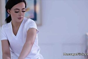 Masseuse mending a broken heart with oral pleasures on the desk 😏