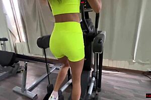 Risky public sex in gym with cum swallowing.