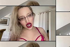 I have this secret lips obsession with bimbo goddesses in lingerie and huge bras, licking tongues with lipstick on.