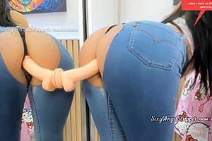 sexy big ass latina in ripped jeans gives intense joi instructions