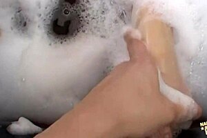 i licked her big tits in the shower then she bent over for anal and creampie