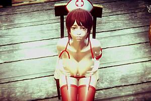 I'm the patient giving Japanese nurse Ayumi a hot sample in the hospital