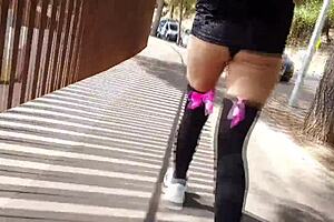 Crazy squirt during outdoor public masturbation