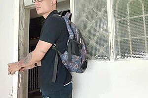 stepson copies his stepmother's actions