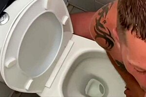 Toilet gay blowjob compilation featuring public outdoor scenes with neighbors watching