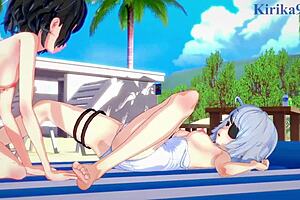 Miku Kohinata And Laura Bodewig Engage In Lesbian Play In Symphogear And Infinite Stratos Hentai