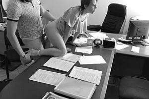 The boss fucks his tiny 18+ secretary on the office table and films it on hidden camera.