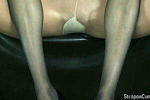 addicted to pantyhose fetish! european lesbians with strapon cum