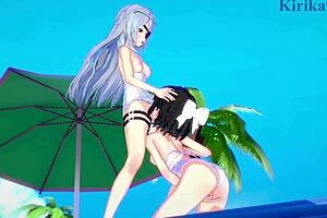 Miku Kohinata And Laura Bodewig Engage In Lesbian Play In Symphogear And Infinite Stratos Hentai