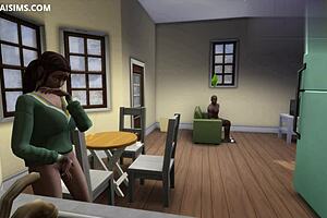 gorgeous teen catches her roommate naked, leading to horny kitchen encounter at hentaisims.com