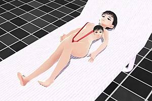 in this leo episode, the anime girl swims in a tiny micro bikini and has a nip slip.