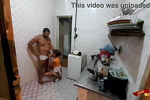 Teen anal in kitchen with stepdaughter, bareback and skinny