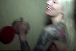 Skinny German Blonde Wife Takes Monster Cock at Cinema Gloryhole for Intense Blowjob and Fucking