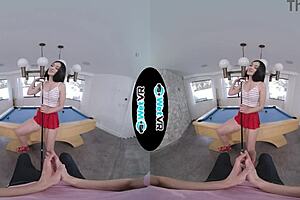 april valentino teases on the pool table then gets fucked hard in vr