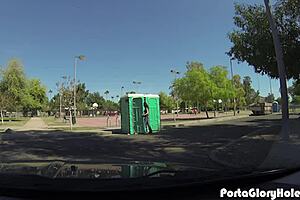 Milf Wants To Suck Cock At Porta Gloryhole In Public!
