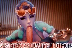 Widow Deepthroats Cock on Beach