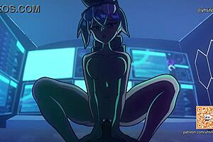 Intense 2D animation with wild cowgirl riding