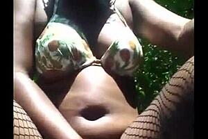 Masked Girl Pleasures Herself Outdoors