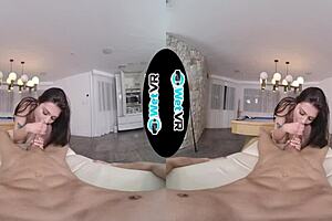 april valentino teases on the pool table then gets fucked hard in vr