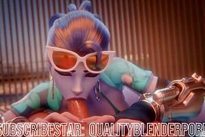 Widow Deepthroats Cock on Beach